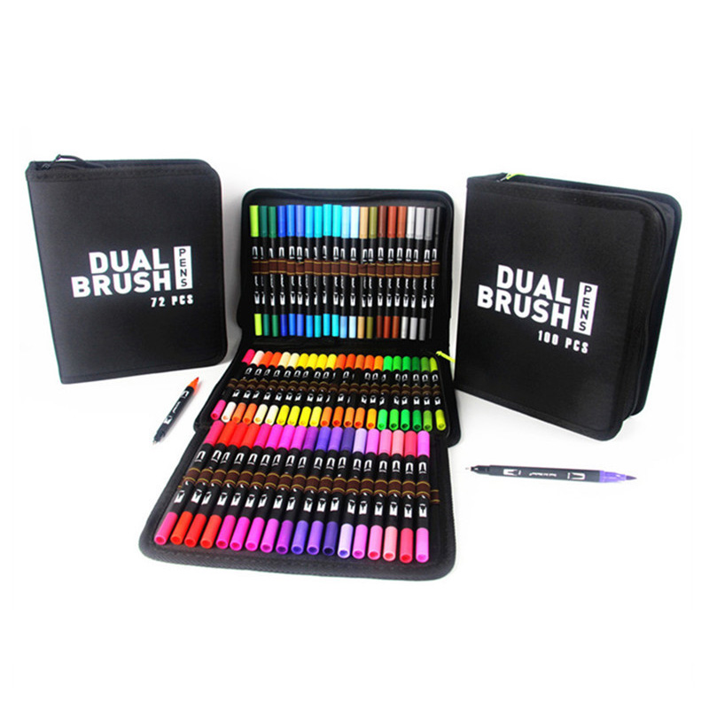 canvas bag dual tips fineliner brush marker pen